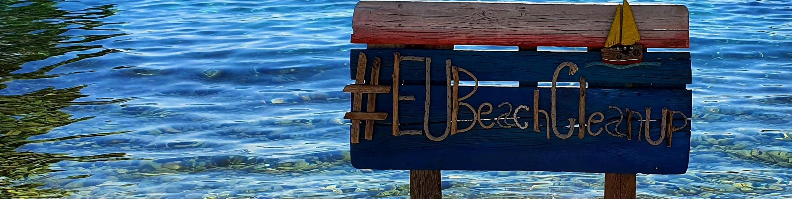 #EUBeachCleanup banner with sea in background