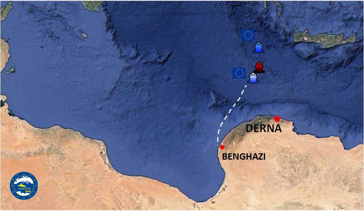 Benghazi route on the map 