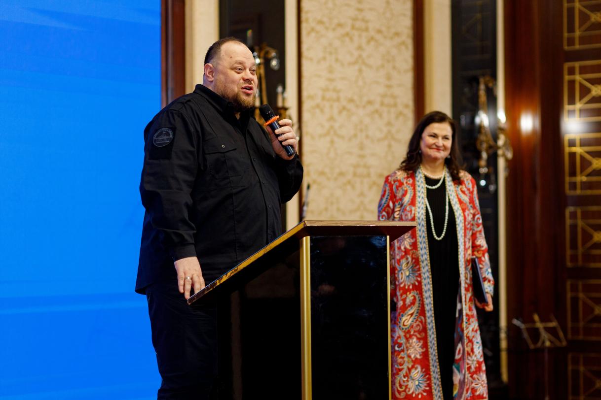 Chairman of the Verkhovna Rada of Ukraine Ruslan Stefanchuk and EU Ambassador Katarina Mathernova