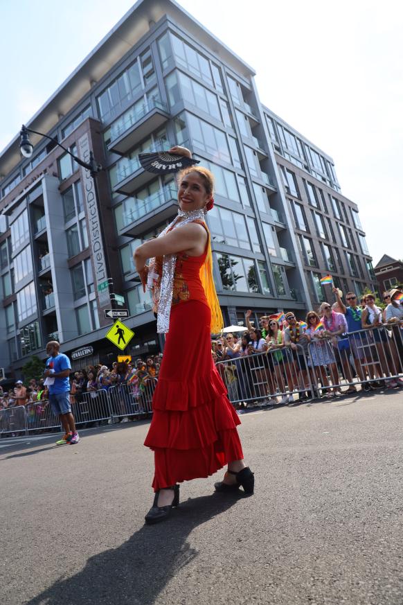 A flamenco dancer in the street.