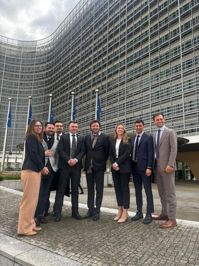 In front of the European Commission building, Brussels