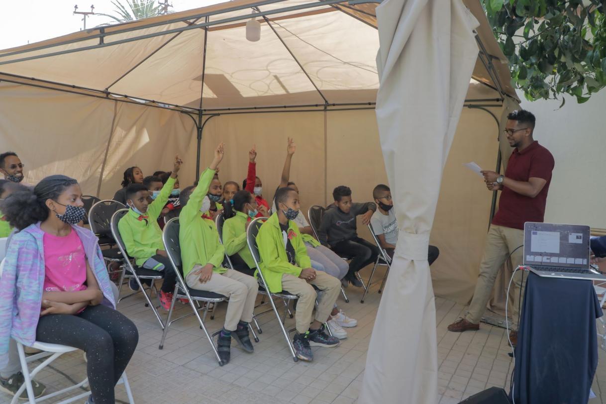 Younger students enjoy a quiz session.