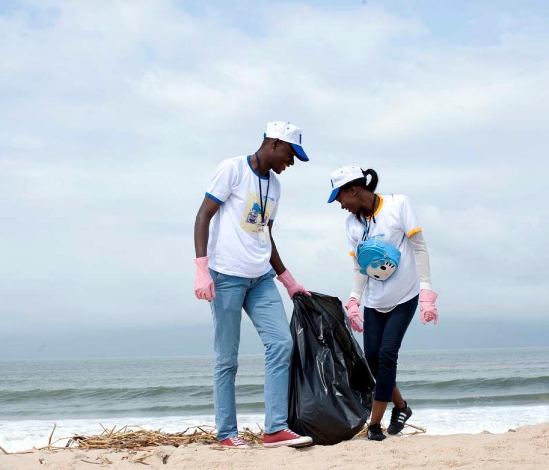 cleaning the beach 