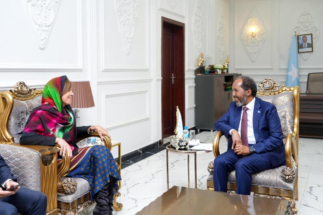 EU's new ambassador, Ms. Karin Johansson,  meets up with President Hassan Mohamud 