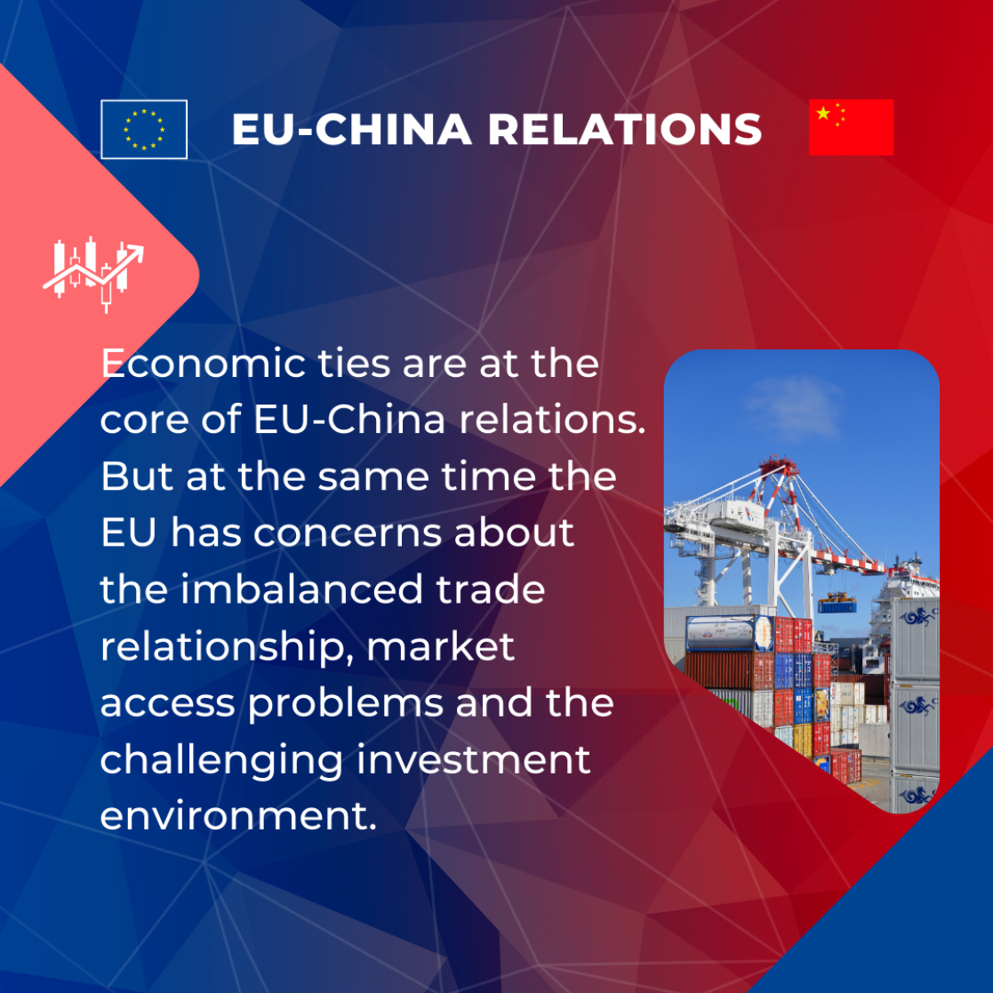 Economic ties are at the core of EU-China relations. But at the same time the EU has concerns about the imbalanced trade relationship, market access problems and the challenging investment environment.