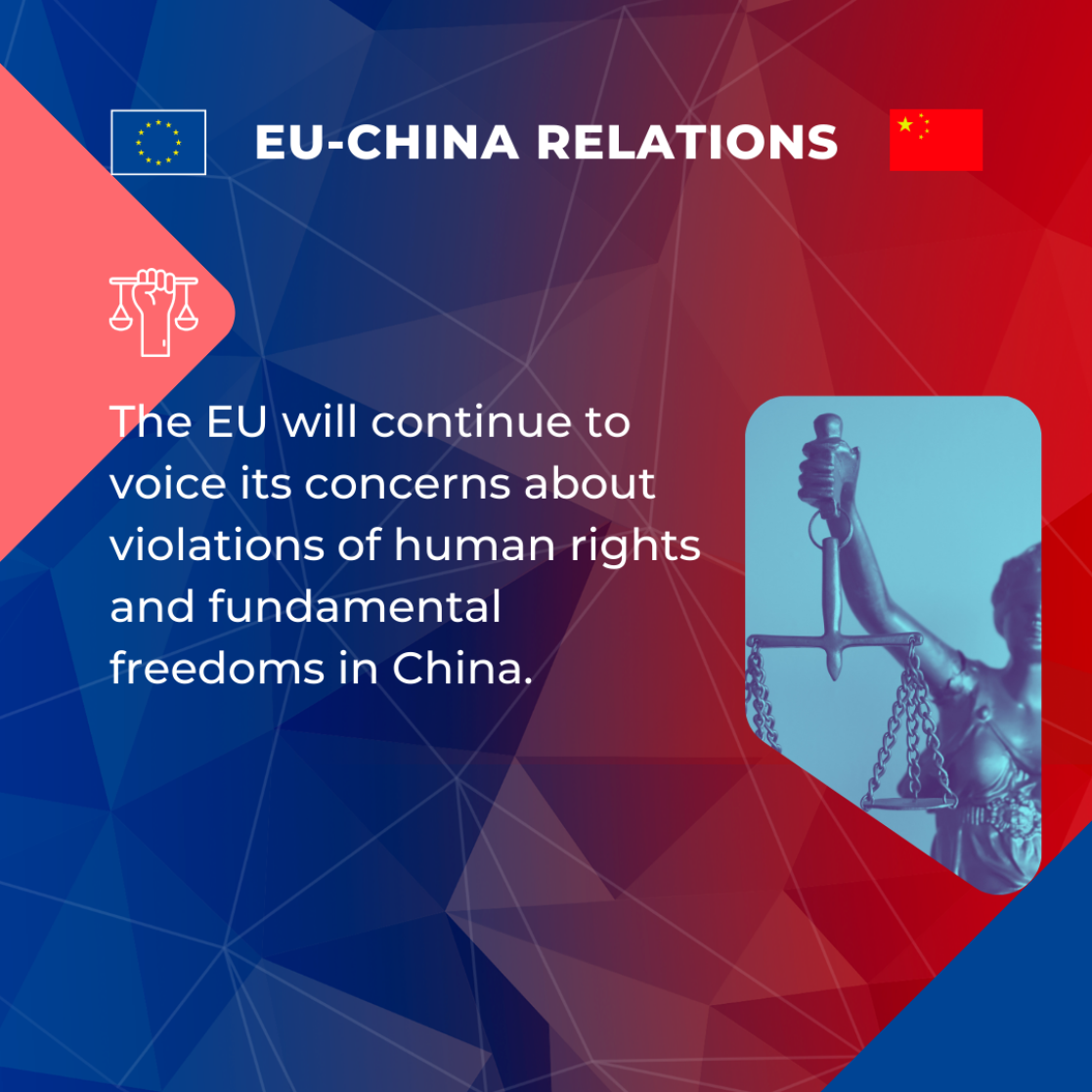 The EU will continue to voice its concerns about violations of human rights and fundamental freedoms in China.