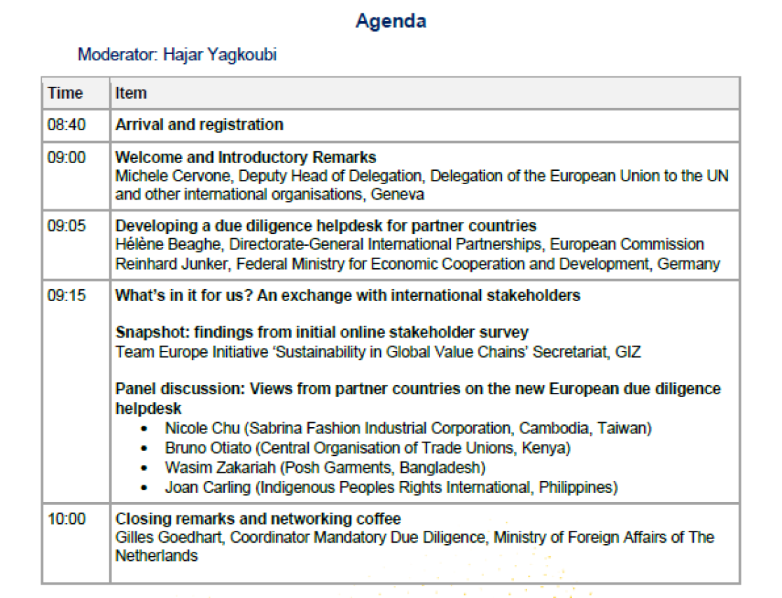 Agenda side event