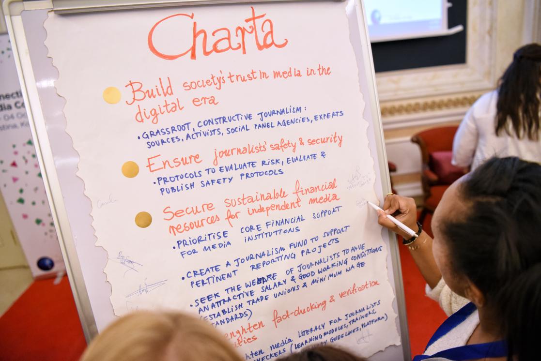 Workshop chart with writing on it headed "Charta".