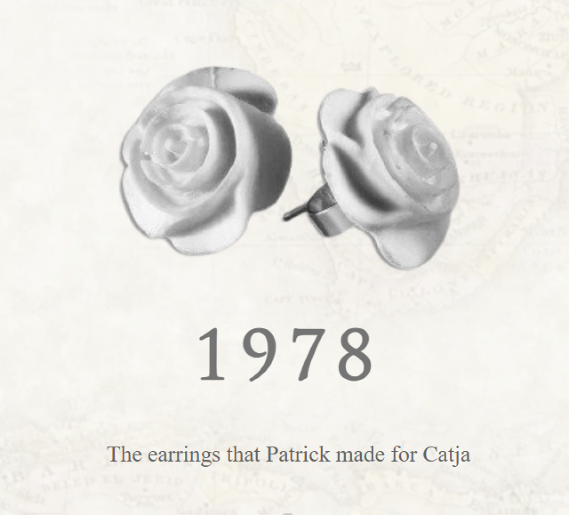 First earrings that Patrick Mavros made for his wife in 1978