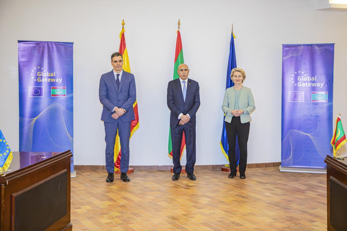 Visite Mauritanie Von der Leyen, Pedro Sanchez, Ghazouani