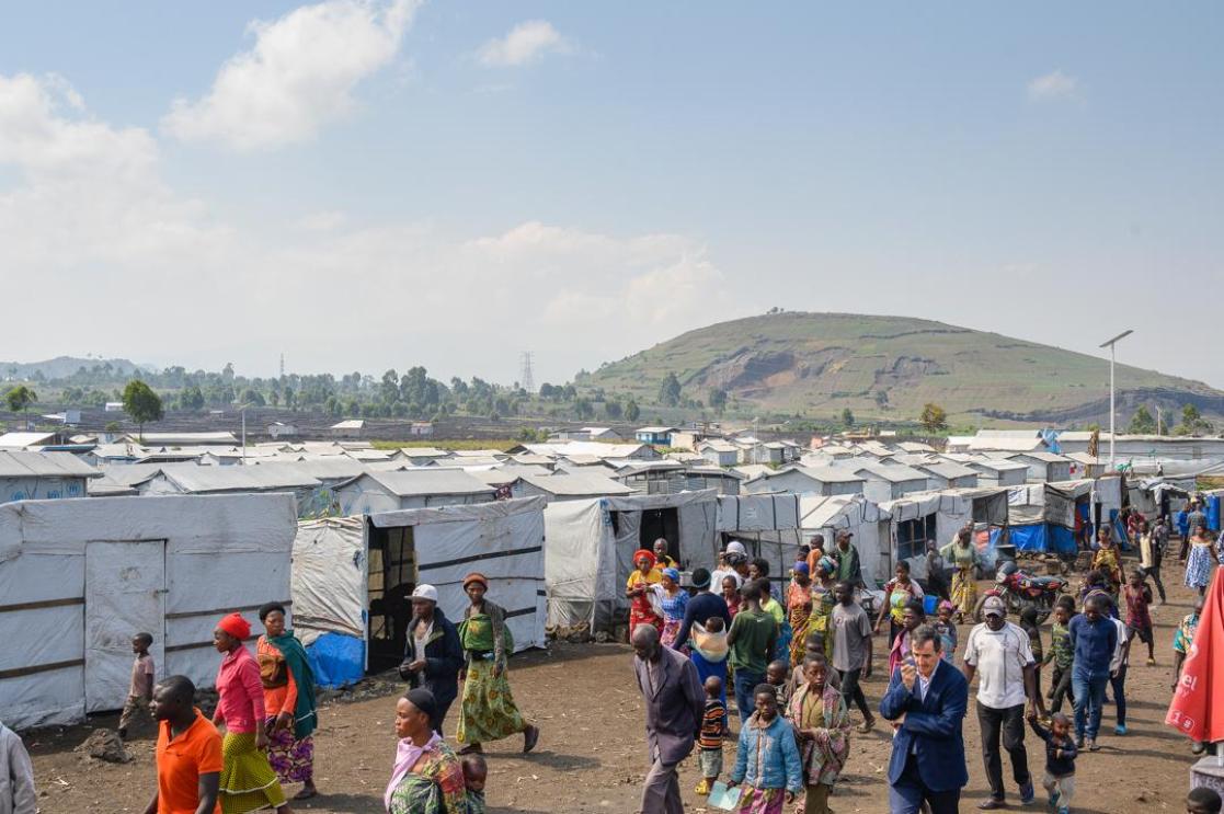 Visite dans un camp de déplacés dans la périphérie de Goma, dans la province du Nord-Kivu