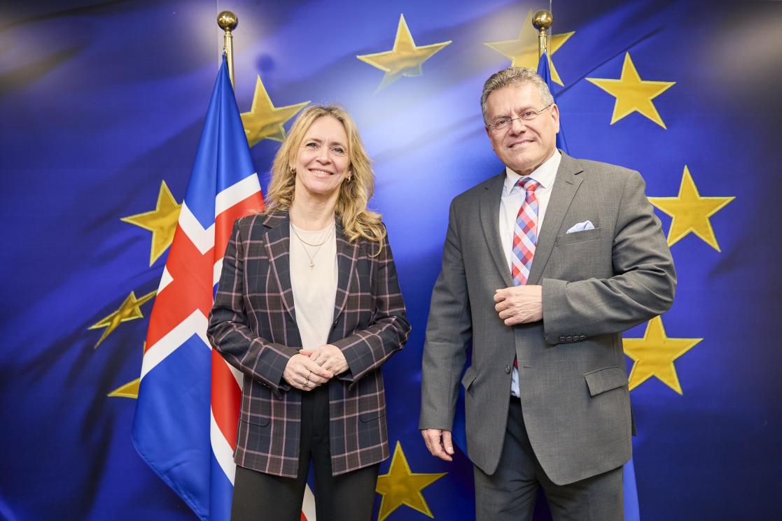 Icelandic Minister for Foreign Affairs, Þorgerður Katrín with Maros Sefcovic