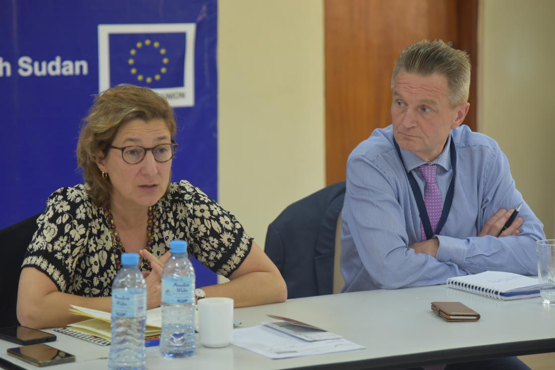 Rita and EU HOD in Juba addressing EUD Delegation staff in Juba