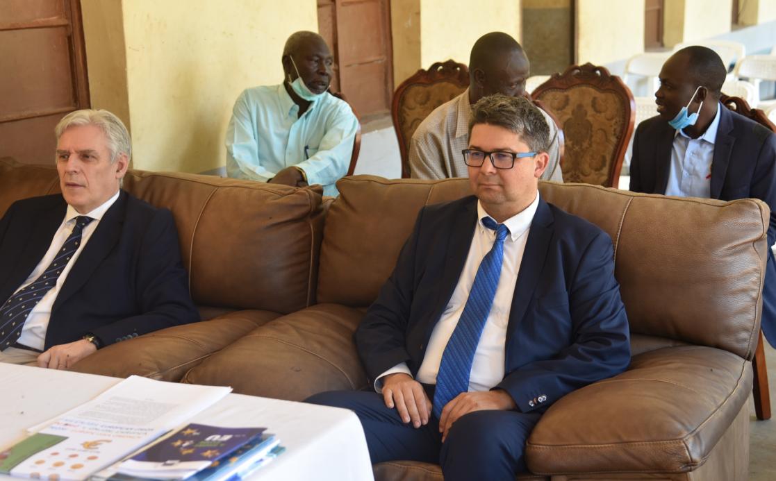 Ambassador Christian Bader and his Deputy Dionyz Hochel at Juba Orphanage on May 9.