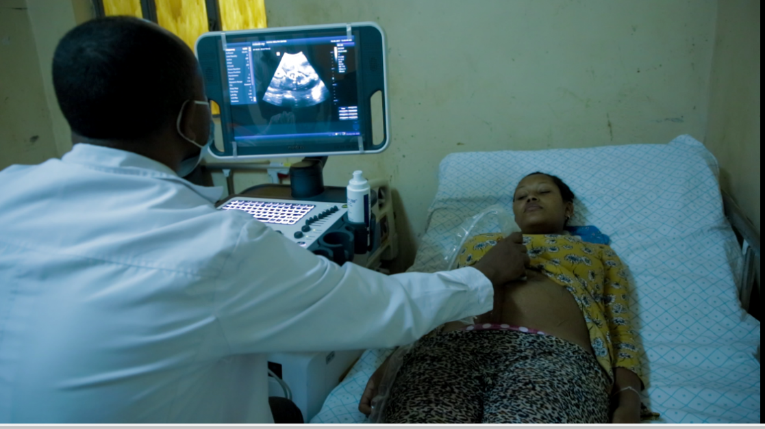 Final beneficiary being treated with an ultrasound equipment provided to Assosa Hospital – Benishangul Gumuz regional state.