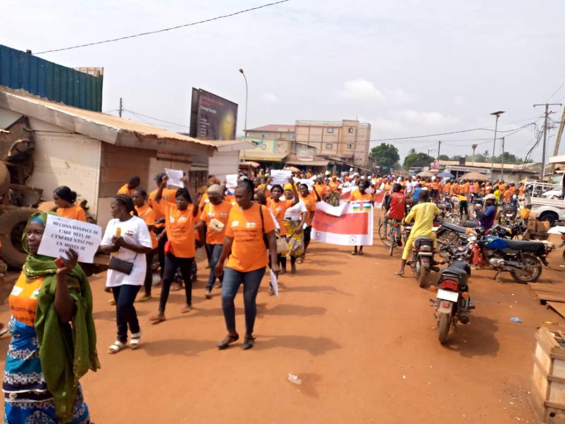 Group of people during a march