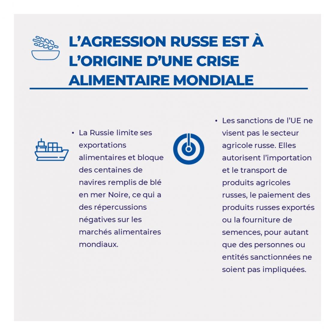 l'aggression russe est à l'origne d'une crise alimentaire mondiale