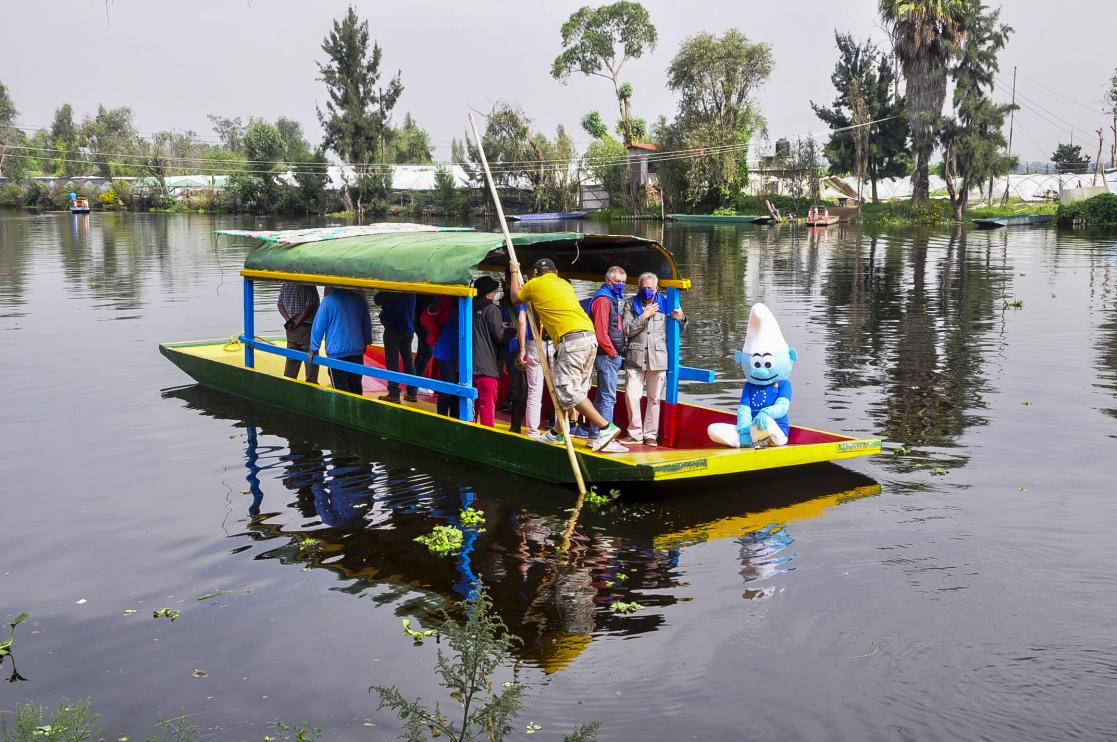 Boat with a Smurf seated