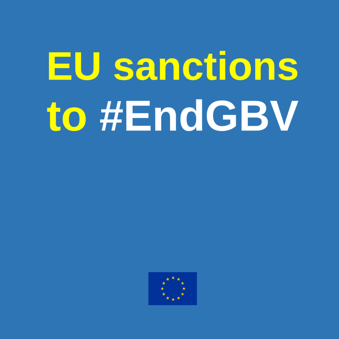 Visual with text: EU Sanctions to end #GBV