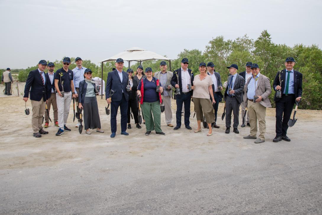 EU Ambassadors walk the green talk by planting mangroves in Abu Dhabi