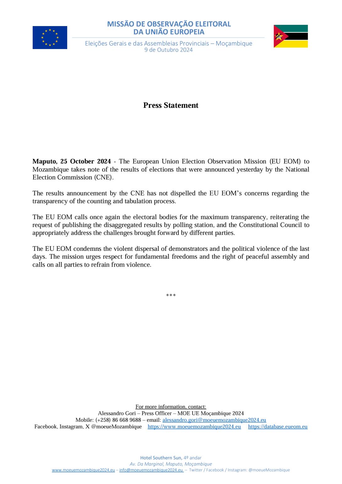 20241025 EU EOM MZ24 Post-election Press statement no 3