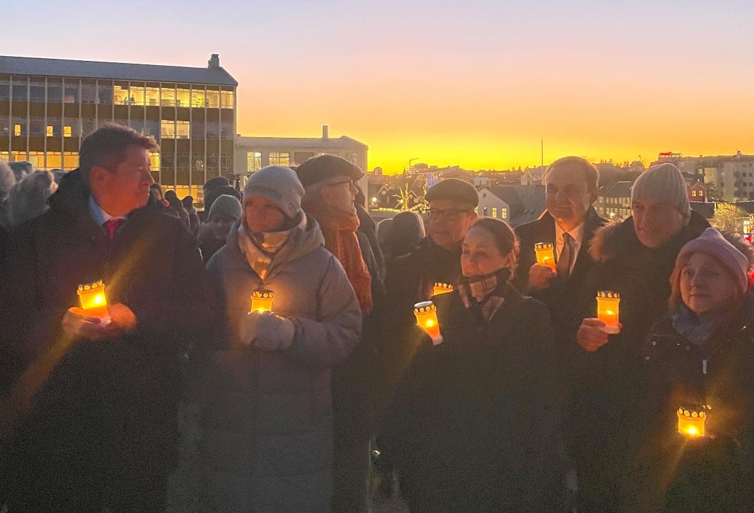 group of ambassadors at a UN Women light march