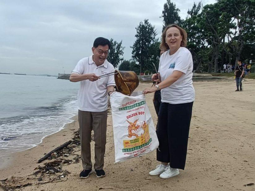 EU Ambassador to Singapore Iwona Piorko with Singapore's Deputy Prime Minister Heng Swee Keat