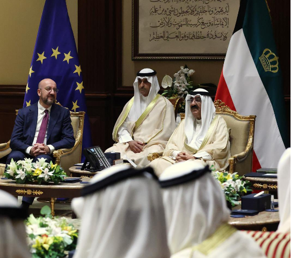 European Council President Charles Michel with the Amir of Kuwait 