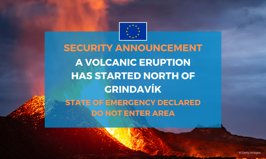 Volcano alert - eruption started north of Grindavik on 23 August 2024