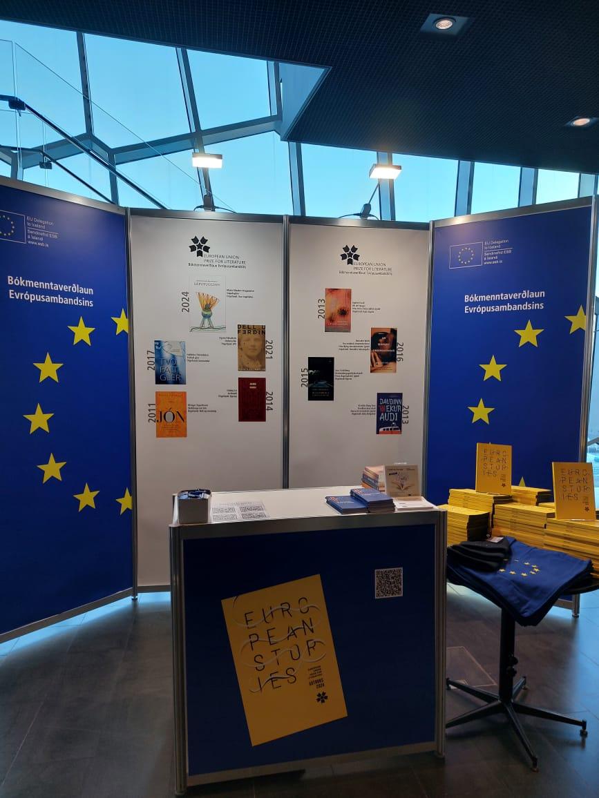 A photo of the EU Delegation's booth at the Reykjavík Book Fair