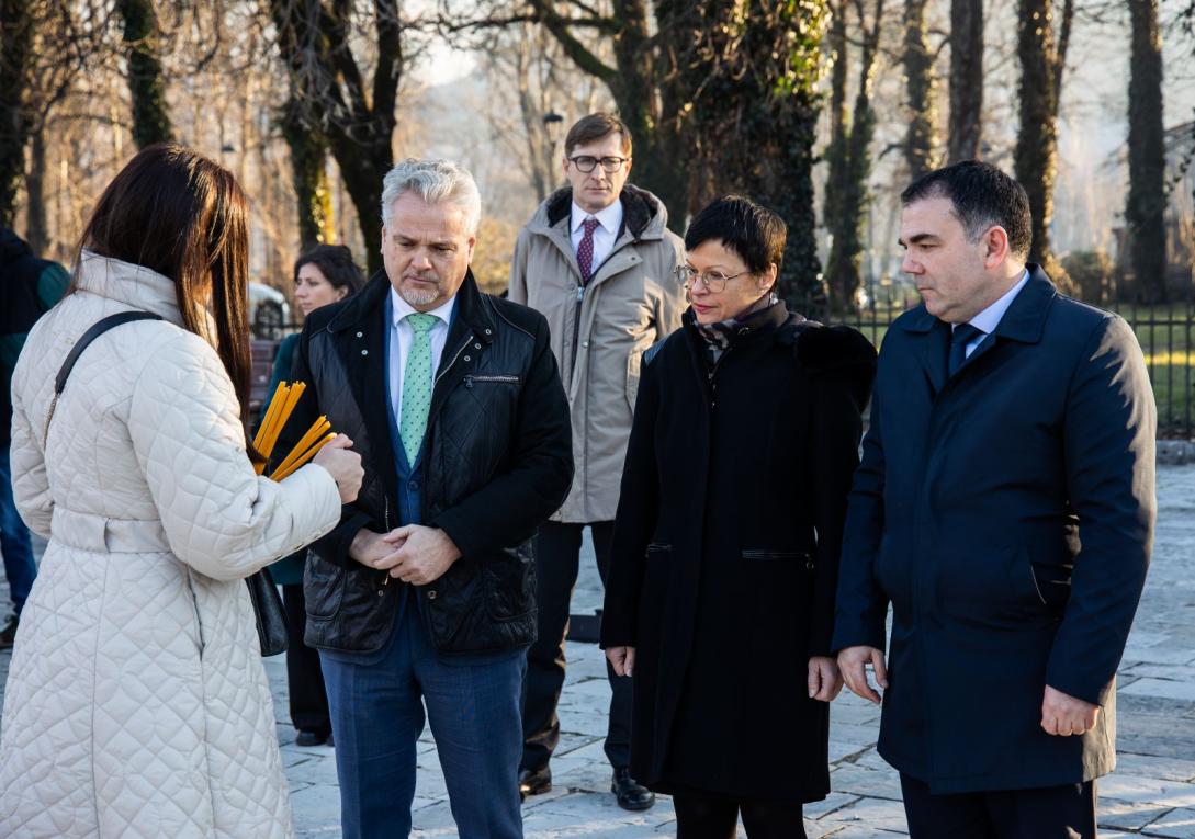 Marta Kos, Johann Sattler, and President of the Municipality of Cetinje