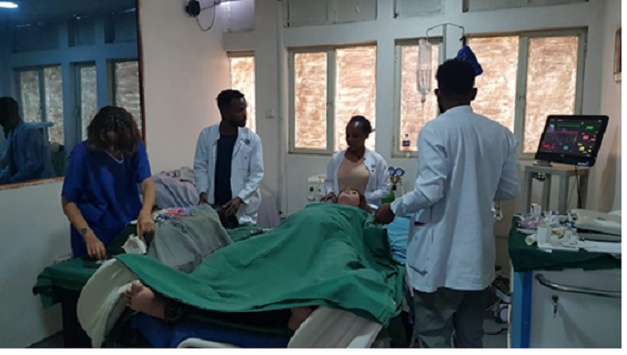 European doctors providing in-service specialized training to Ethiopian colleagues; residents in uni