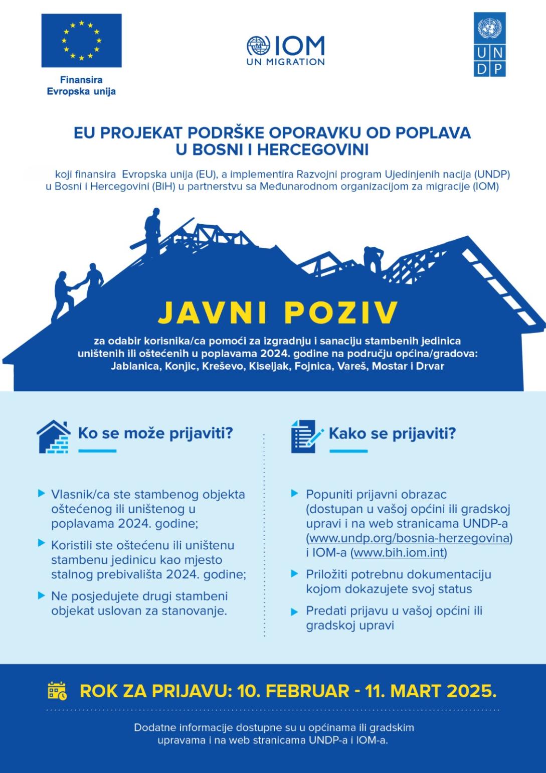 Public Call Launched for Housing Reconstruction under the €20 million EU Floods Recovery Support to 