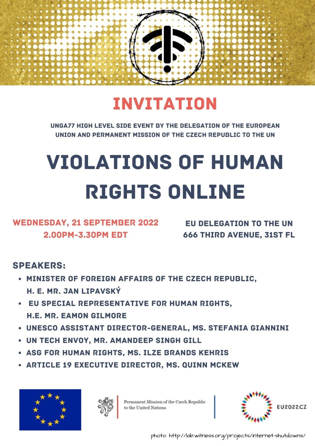 21 September 2022, New York - High Level Side Event on Violations of the Human Rights Online