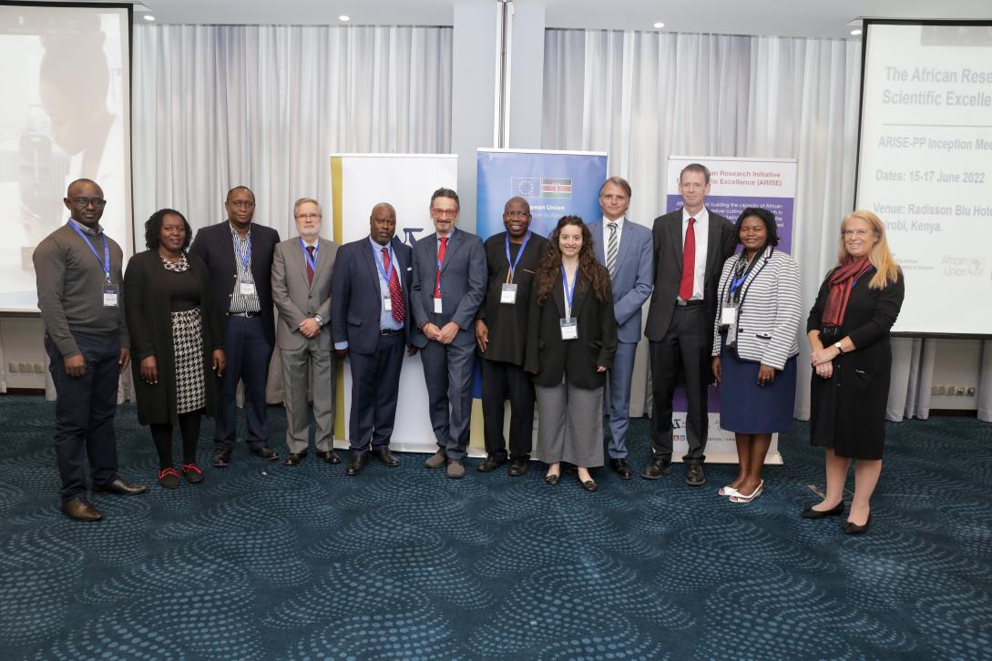 African Academy of Sciences officials with EU and AU representatives during the launch on 15 June 2022