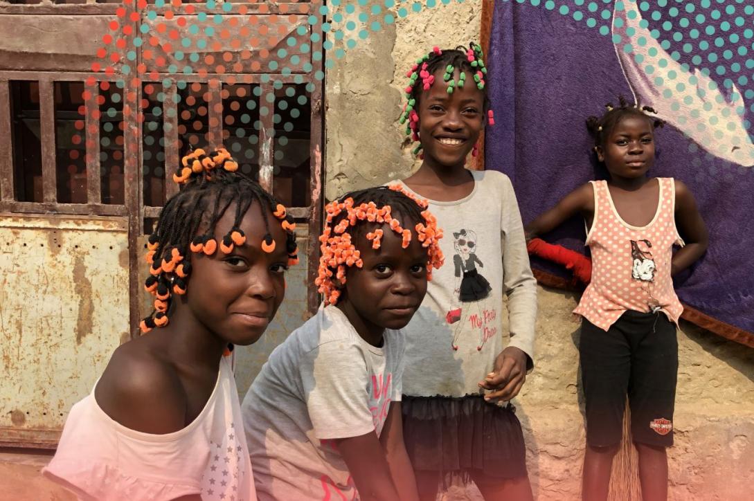 Group of little girls smiling