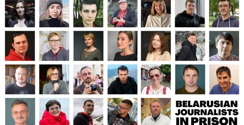 Collage of Media workers imprisoned in Belarus