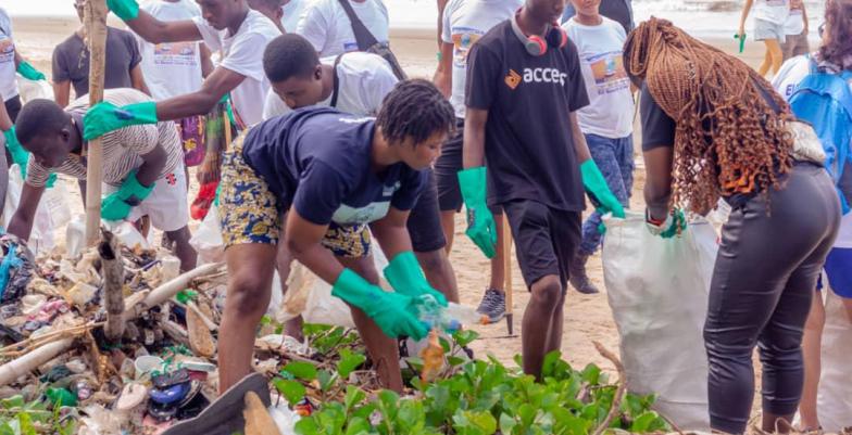 Volunteers actively participating in the cleaning exercise 