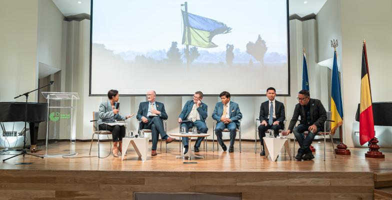 Photos of 5 speakers at a panel discussion