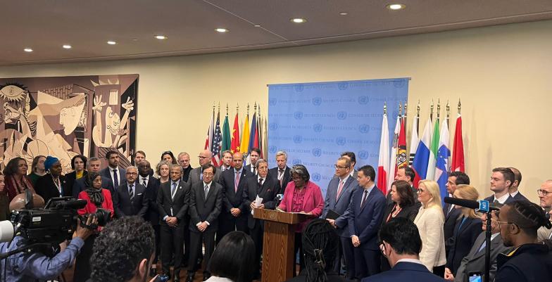 14 March 2024, Joint Press Stakeout at the UNSC on the UNGA AI Resolution