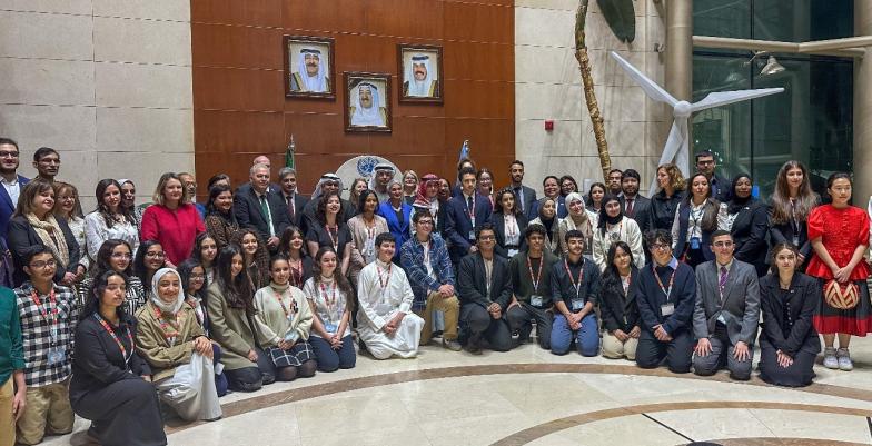 EU Ambassador Anne Koistinen with the group of 2024 Young Ambassadors and participating diplomatic missions at the launching ceremony of the programme 